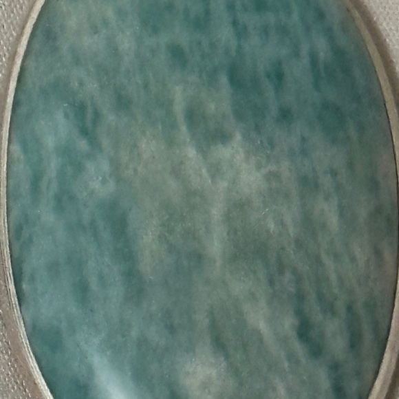 925 Sterling Silver Plated Larimar Pendant Large Oval Genuine Stone NWOT - Picture 2 of 12